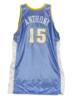 2003-04 Carmelo Anthony Game Worn and Signed Rookie Denver Nuggets Jersey (MEARS)